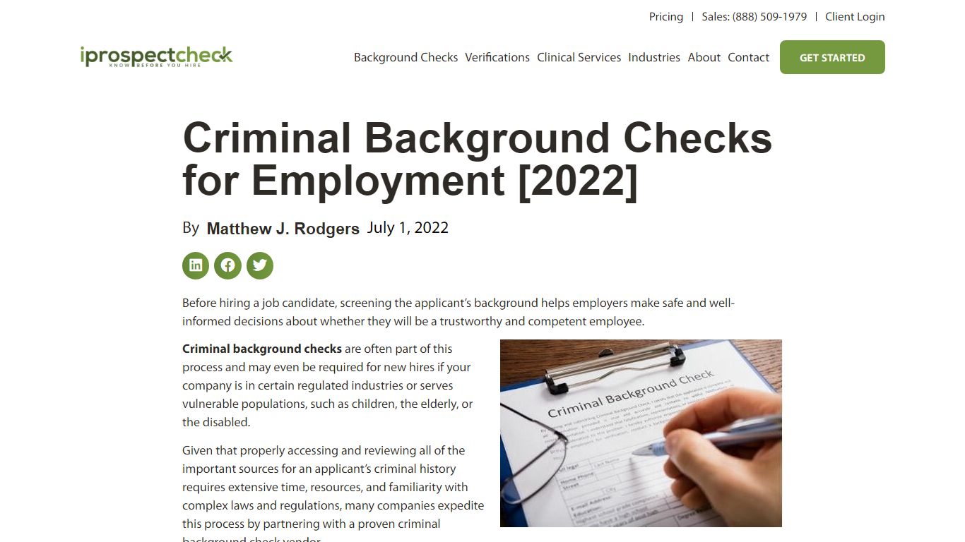 Criminal Background Checks for Employment [2022] - iprospectcheck